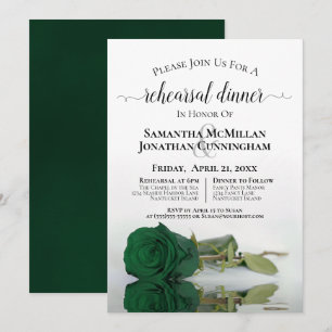 Classy Emerald Green Rose Hochzeit Probe Dinner Einladung