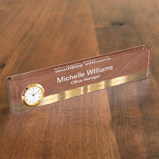 Classy Executive Gift Leather Look Desk Name Plate Namensplakette (Seite)