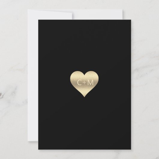 Classy FALL IN LIEBE Black Gold Maple Leaf Hochzei Einladung (Rückseite)