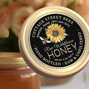 Classy Farmhouse Honey Sonnenblume Vintage Biene G Runder Aufkleber