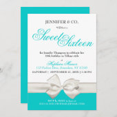 Classy Fashion Blue Theme 16 . Geburtstag Birthday Einladung (Vorne/Hinten)