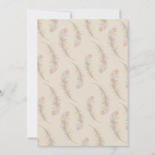 Classy Feather Boho Beige Wedding Save the Date Einladung (Rückseite)