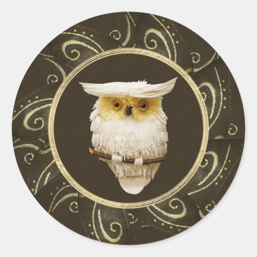 Classy Festive Snowy Owl Gold & Brown Stickers (Vorderseite)