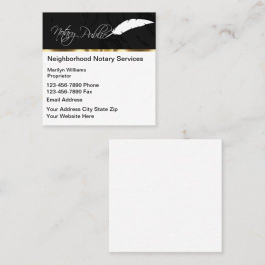 Classy Fether Pen Notar Quadratische Visitenkarte (Vorne/Hinten)