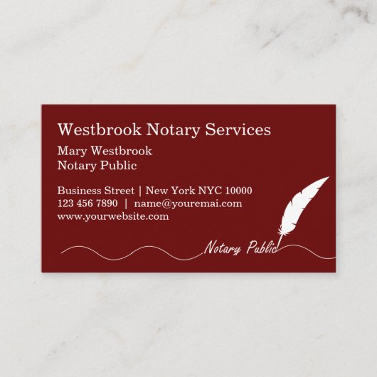 Classy Fether Pen Notar Visitenkarte (Vorderseite)