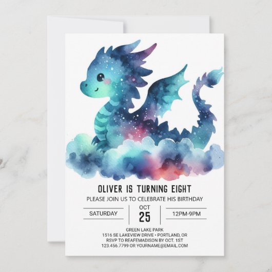 Classy Fiery Dragon Birthday Celebration Einladung (Vorderseite)