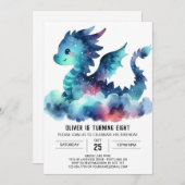 Classy Fiery Dragon Birthday Celebration Einladung (Vorne/Hinten)