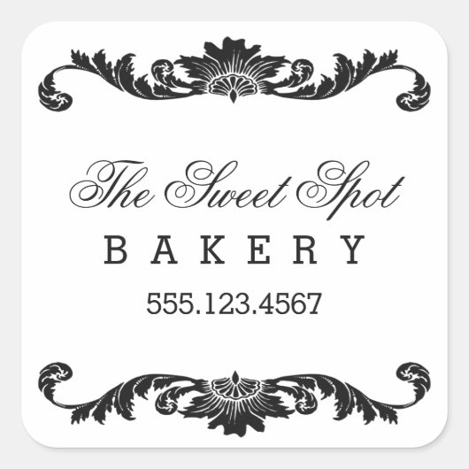 Classy Filigree Black and White Stickers (Vorderseite)