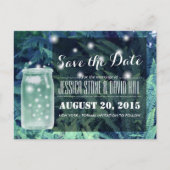 Classy Fireflies glühen Mason Jar Save the Date Ankündigungspostkarte (Vorderseite)