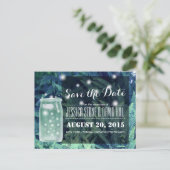 Classy Fireflies glühen Mason Jar Save the Date Ankündigungspostkarte (Stehend Vorderseite)