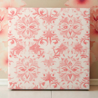 Classy Floral Damask Rose Pink Fliese