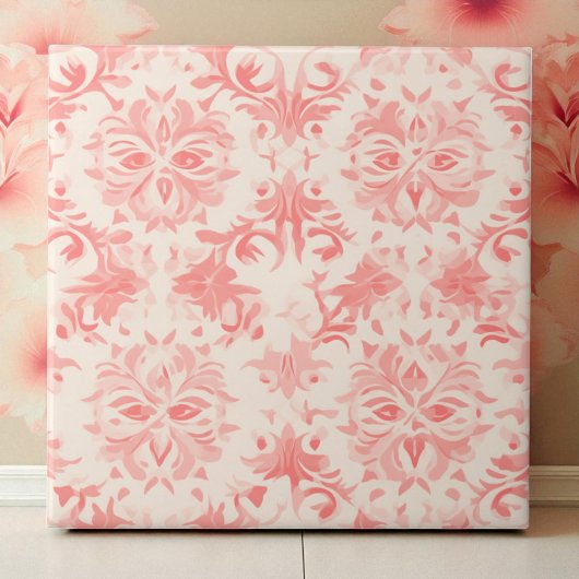 Classy Floral Damask Rose Pink Fliese