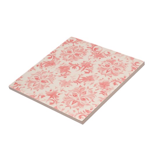 Classy Floral Damask Rose Pink Fliese (Seite)