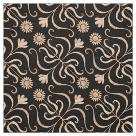 Classy Floral Damask Schwarz und Rose Gold Sonnenb Stoff