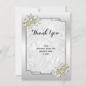 Classy Floral Gem, Silberne Gerahmte Hochzeit Dankeskarte (Vorderseite)
