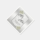 Classy Floral Gem, Silberne Gerahmte Hochzeit Serviette (Ecke)