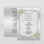 Classy Floral Gem, Silver Gerahmt Wedding Program (Vorne/Hinten)