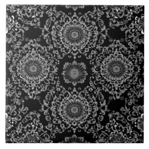 Classy Floral Kaleidoskop in dunklen Tönen Fliese