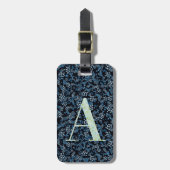 Classy Floral Mit Monogramm Letter A blue Gepäckanhänger (Vorderseite vertikal)