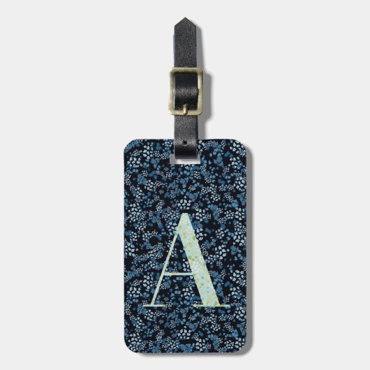 Classy Floral Mit Monogramm Letter A blue Gepäckanhänger (Vorderseite vertikal)