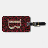 Classy Floral Mit Monogramm Letter B dunkelrot Gepäckanhänger (Vorderseite horizontal)