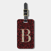 Classy Floral Mit Monogramm Letter B dunkelrot Gepäckanhänger (Vorderseite vertikal)