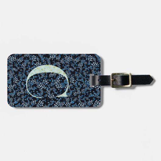 Classy Floral Mit Monogramm Letter C blau Gepäckanhänger (Vorderseite horizontal)