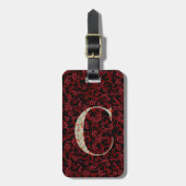 Classy Floral Mit Monogramm Letter C dunkelrot Gepäckanhänger (Vorderseite vertikal)