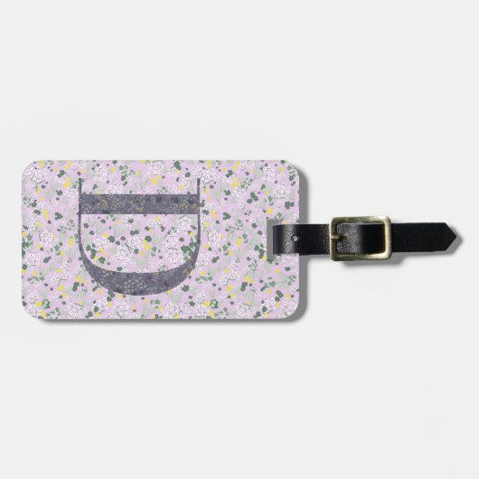 Classy Floral Mit Monogramm Letter D light lila Gepäckanhänger (Vorderseite horizontal)