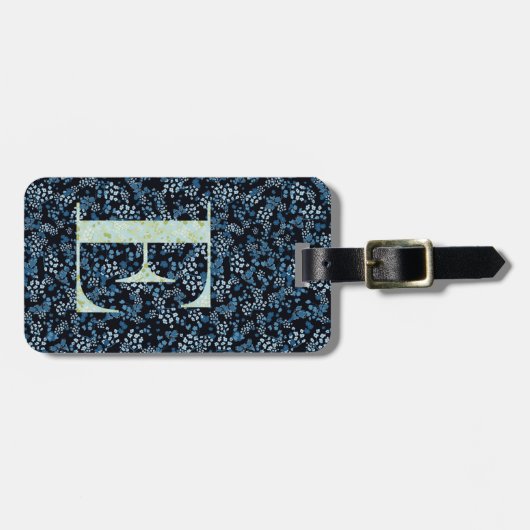 Classy Floral Mit Monogramm Letter E blue Gepäckanhänger (Vorderseite horizontal)
