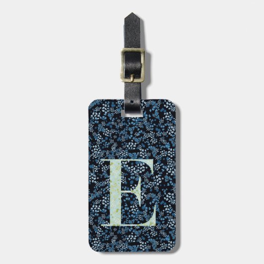 Classy Floral Mit Monogramm Letter E blue Gepäckanhänger (Vorderseite vertikal)