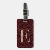 Classy Floral Mit Monogramm Letter E dunkelrot Gepäckanhänger (Vorderseite vertikal)