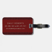 Classy Floral Mit Monogramm Letter E dunkelrot Gepäckanhänger (Rückseite horizontal)