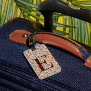 Classy Floral Mit Monogramm Letter E grün rot Gepäckanhänger