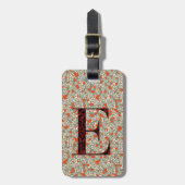 Classy Floral Mit Monogramm Letter E grün rot Gepäckanhänger (Vorderseite vertikal)