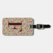 Classy Floral Mit Monogramm Letter F green red Gepäckanhänger (Vorderseite horizontal)