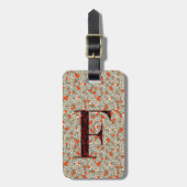 Classy Floral Mit Monogramm Letter F green red Gepäckanhänger (Vorderseite vertikal)