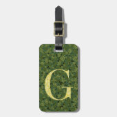 Classy Floral Mit Monogramm Letter G grün gelb Gepäckanhänger (Vorderseite vertikal)