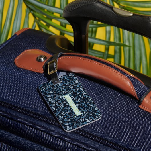 Classy Floral Mit Monogramm Letter I blau Gepäckanhänger (Vorderseite Insitu 1)