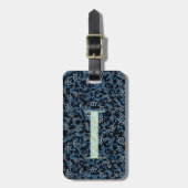 Classy Floral Mit Monogramm Letter I blau Gepäckanhänger (Vorderseite vertikal)