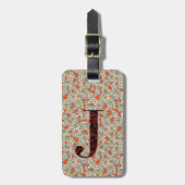 Classy Floral Mit Monogramm Letter J grün rot Gepäckanhänger (Vorderseite vertikal)