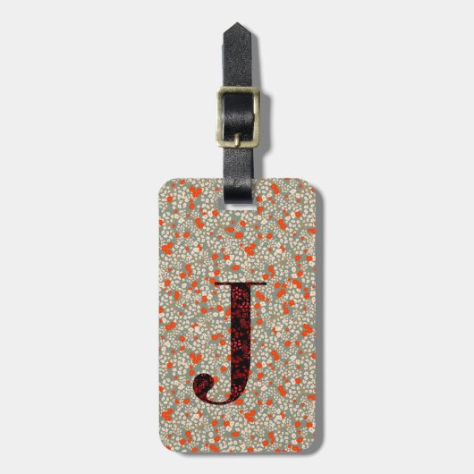 Classy Floral Mit Monogramm Letter J grün rot Gepäckanhänger (Vorderseite vertikal)