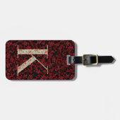 Classy Floral Mit Monogramm Letter K dunkelrot Gepäckanhänger (Vorderseite horizontal)
