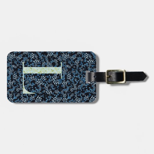Classy Floral Mit Monogramm Letter L blue Gepäckanhänger (Vorderseite horizontal)