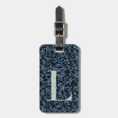Classy Floral Mit Monogramm Letter L blue Gepäckanhänger (Vorderseite vertikal)