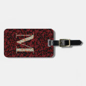 Classy Floral Mit Monogramm Letter M dunkelrot Gepäckanhänger (Vorderseite horizontal)