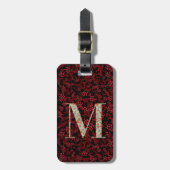 Classy Floral Mit Monogramm Letter M dunkelrot Gepäckanhänger (Vorderseite vertikal)