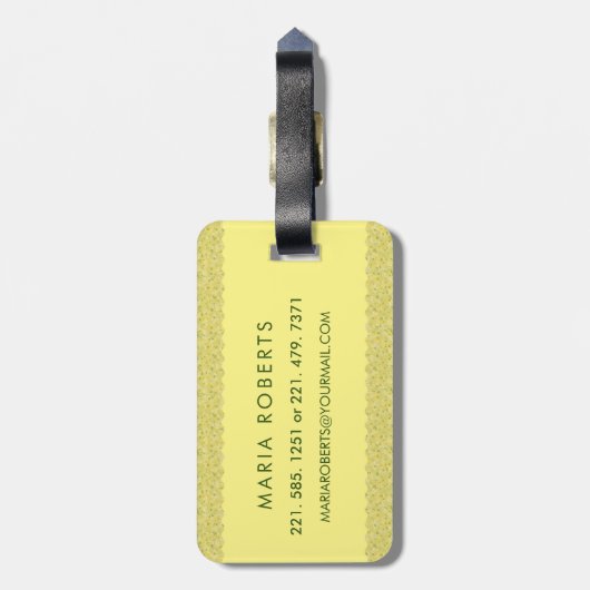 Classy Floral Mit Monogramm Letter M gelb grün Gepäckanhänger (Rückseite vertikal)