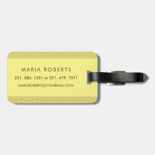 Classy Floral Mit Monogramm Letter M gelb grün Gepäckanhänger (Rückseite horizontal)