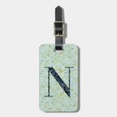 Classy Floral Mit Monogramm Letter N acqua Gepäckanhänger (Vorderseite vertikal)